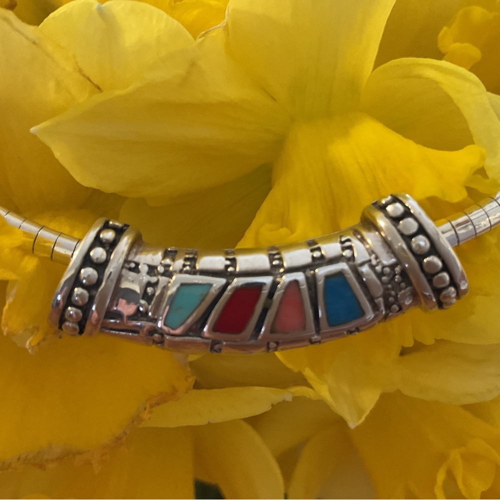 VINTAGE 925 SOLID STERLING SILVER MULTI STONE SLIDE
